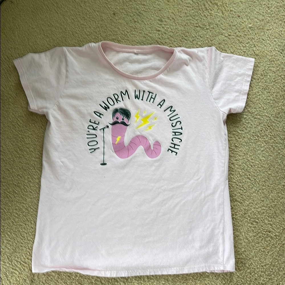 “Vanderpump Rules” Pink Graphic Tee with Worm Design